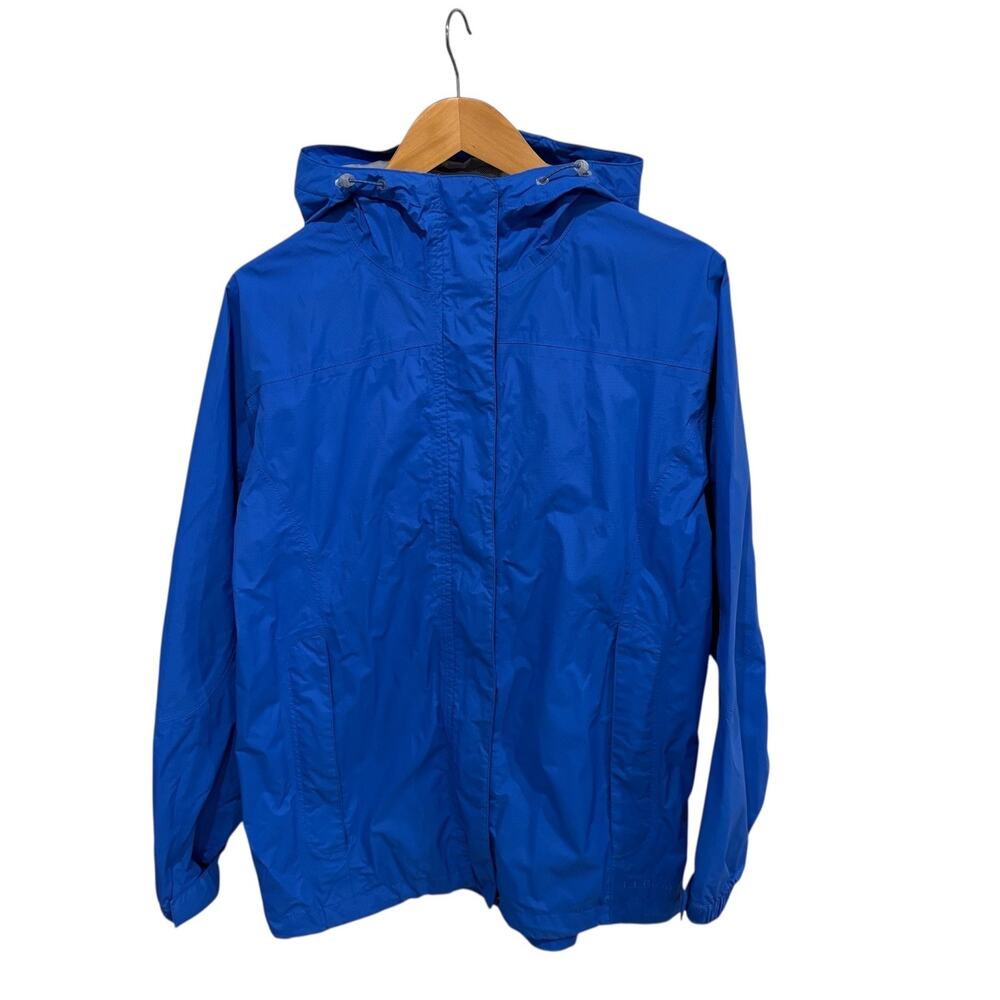 LL Bean Women's Rain Jacket Hooded Medium Blue Outdoor